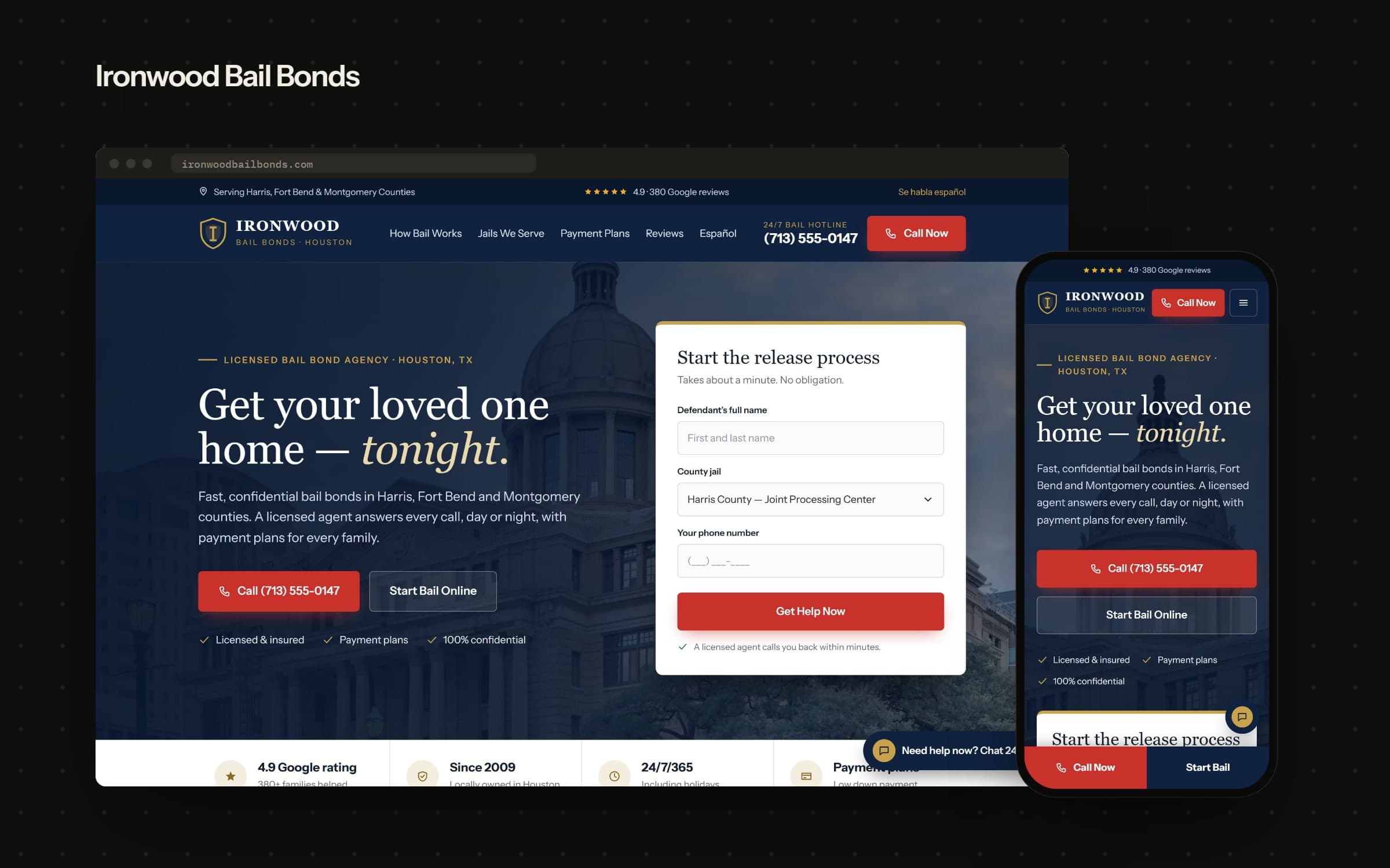 A bail bond site built for the 2 a.m. search