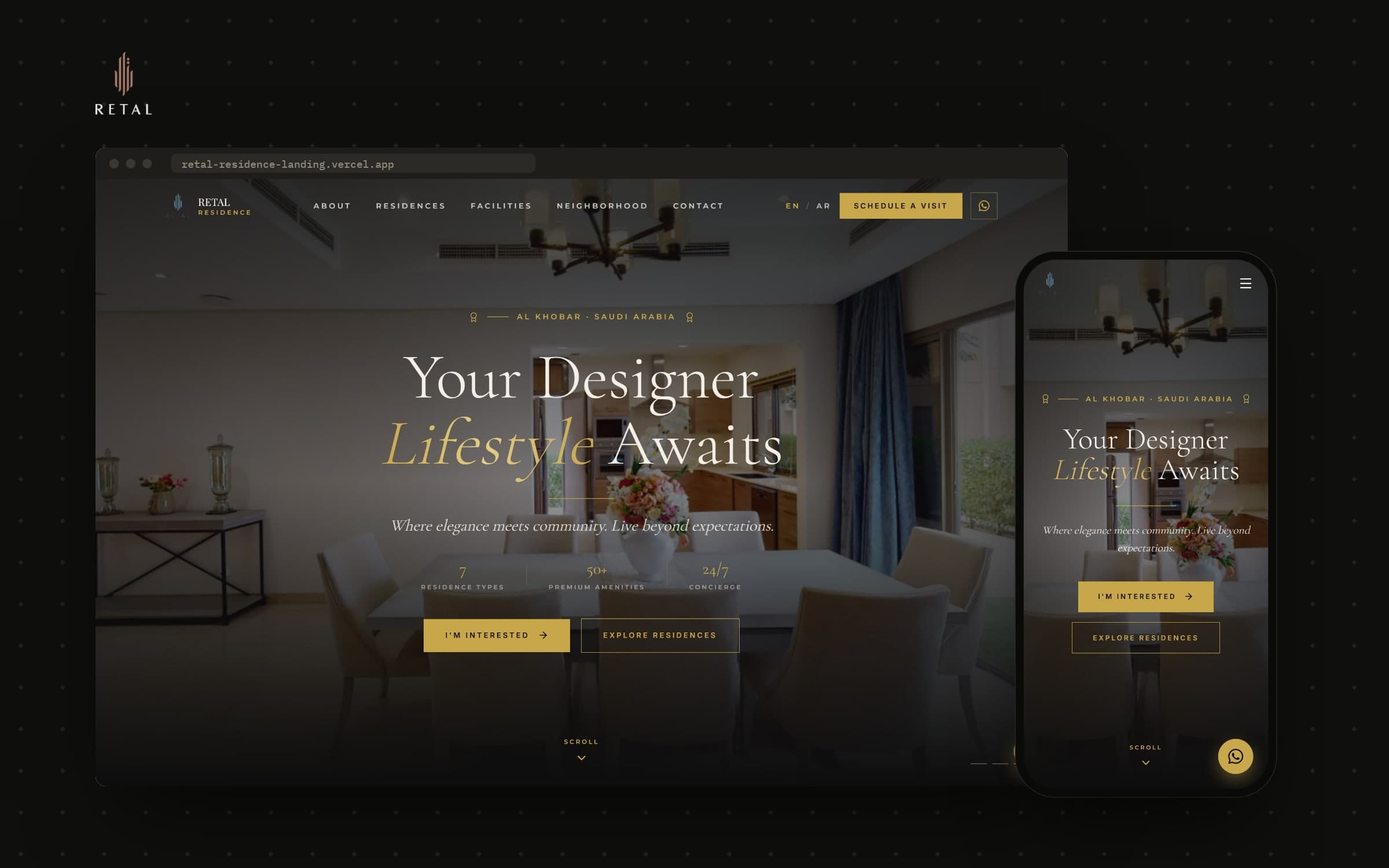 A bilingual landing page for an ultra-premium compound
