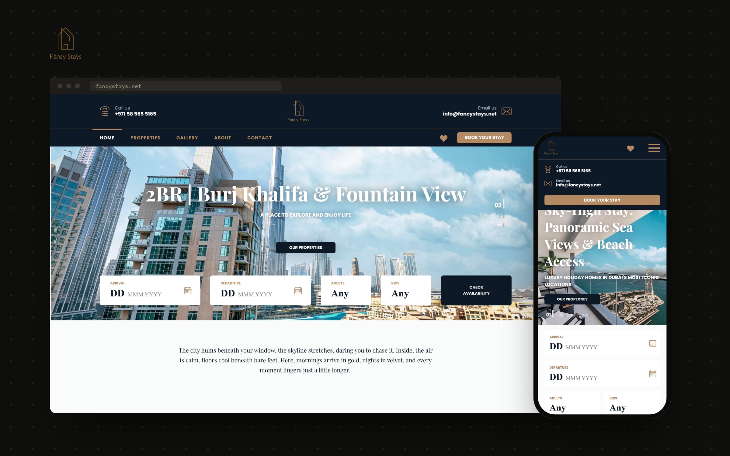 Fancy Stays — A booking website for luxury holiday homes in Dubai