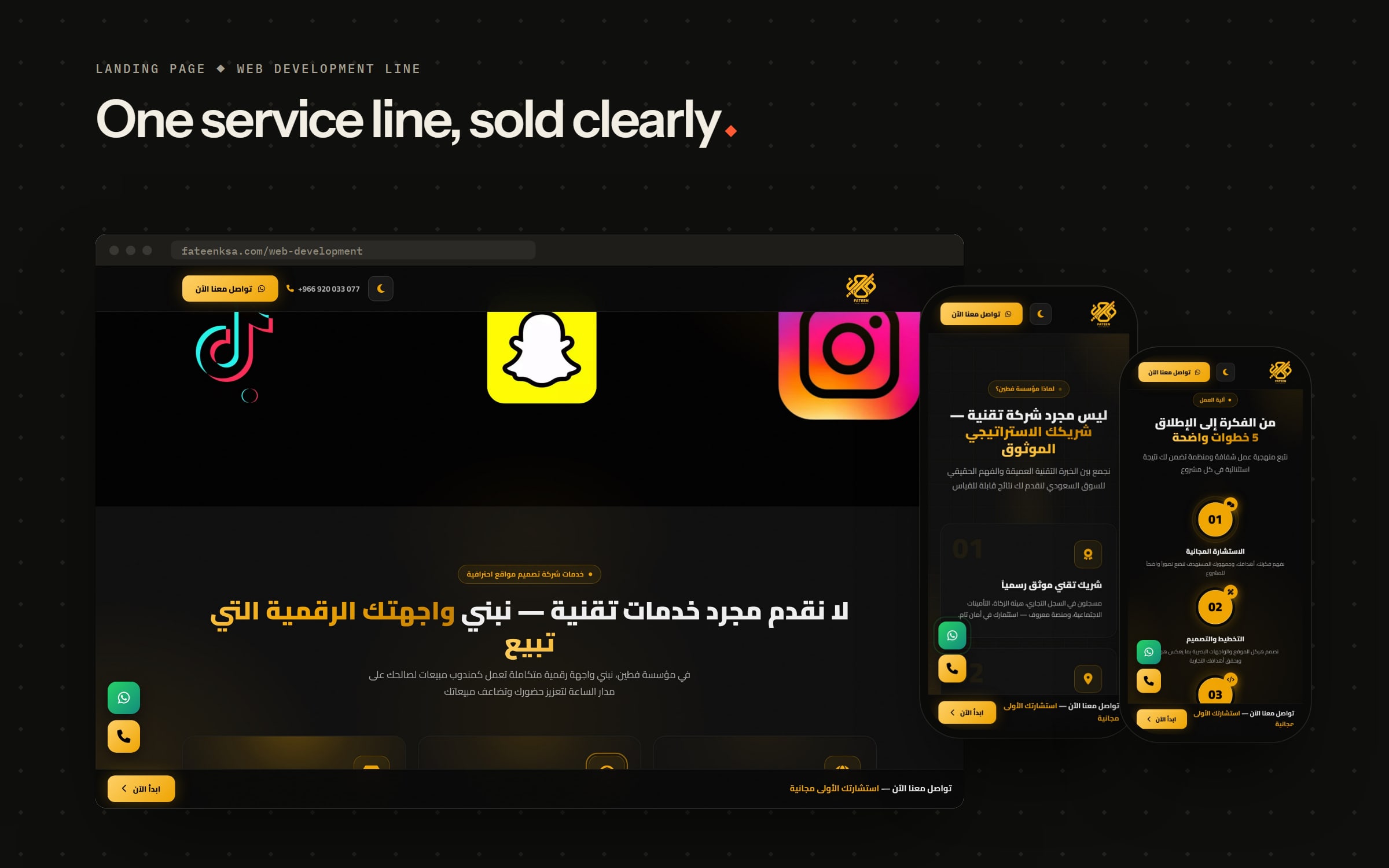 A landing page for the agency’s web development line — 1