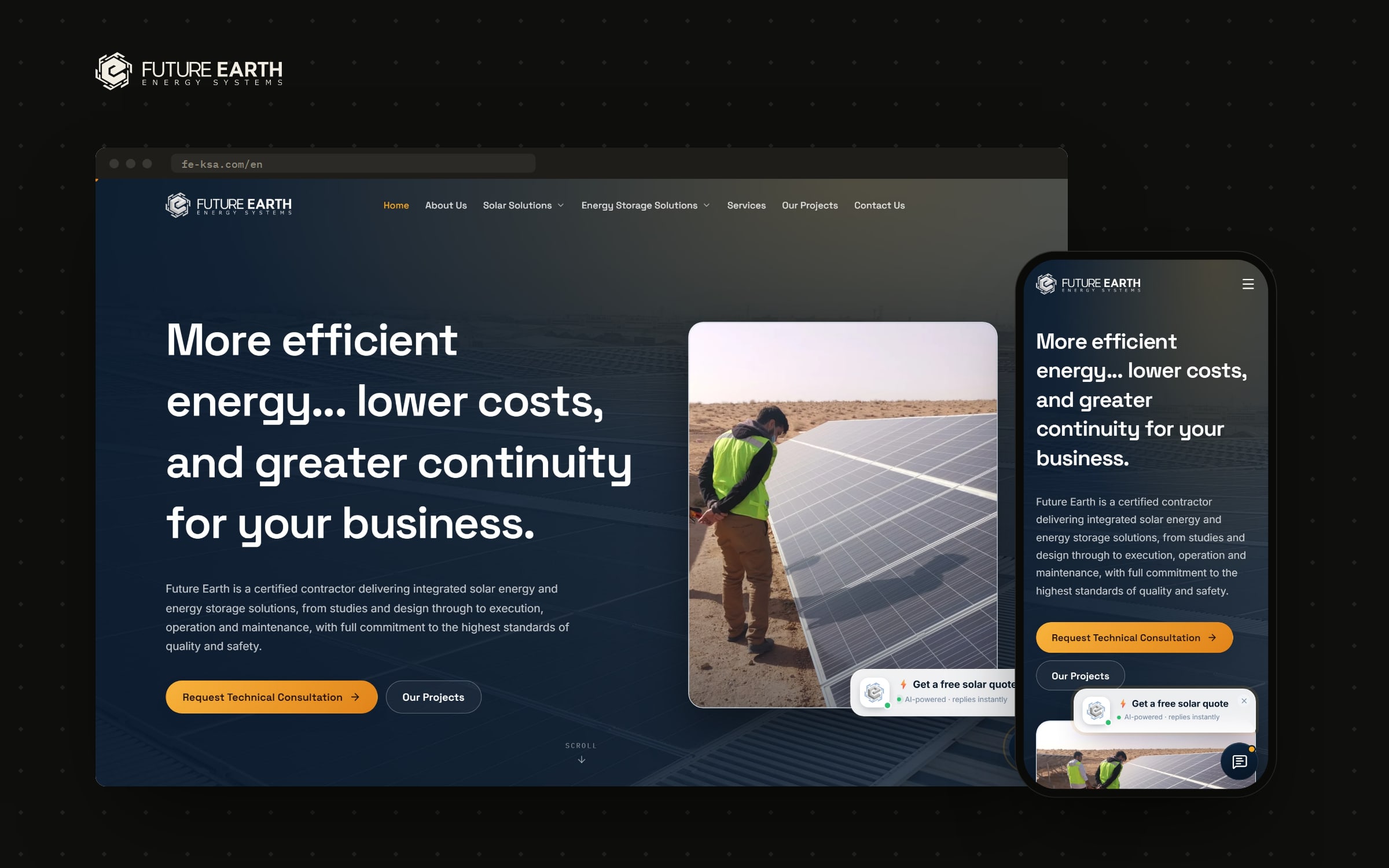 Future Earth Energy Systems — A bilingual corporate site for a certified solar contractor