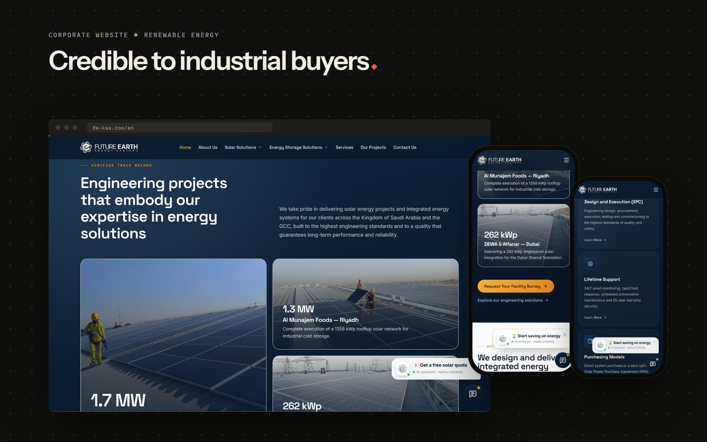 A bilingual corporate site for a certified solar contractor — 1