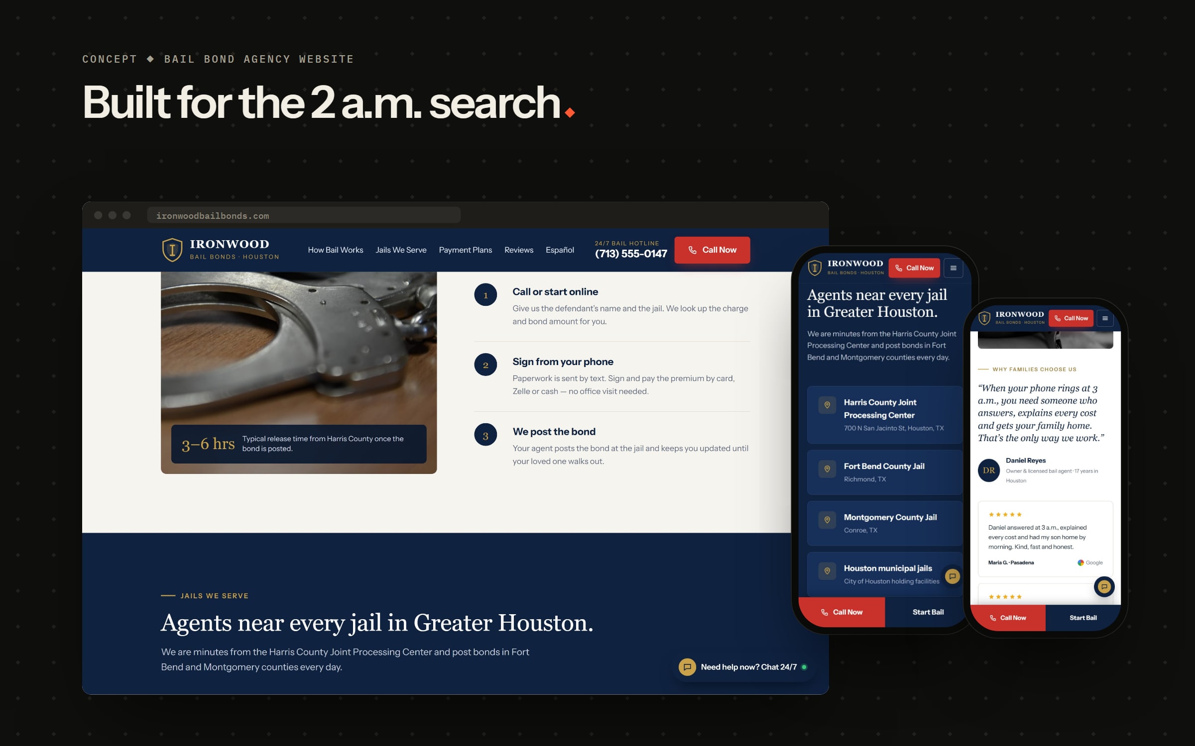 A bail bond site built for the 2 a.m. search — 1