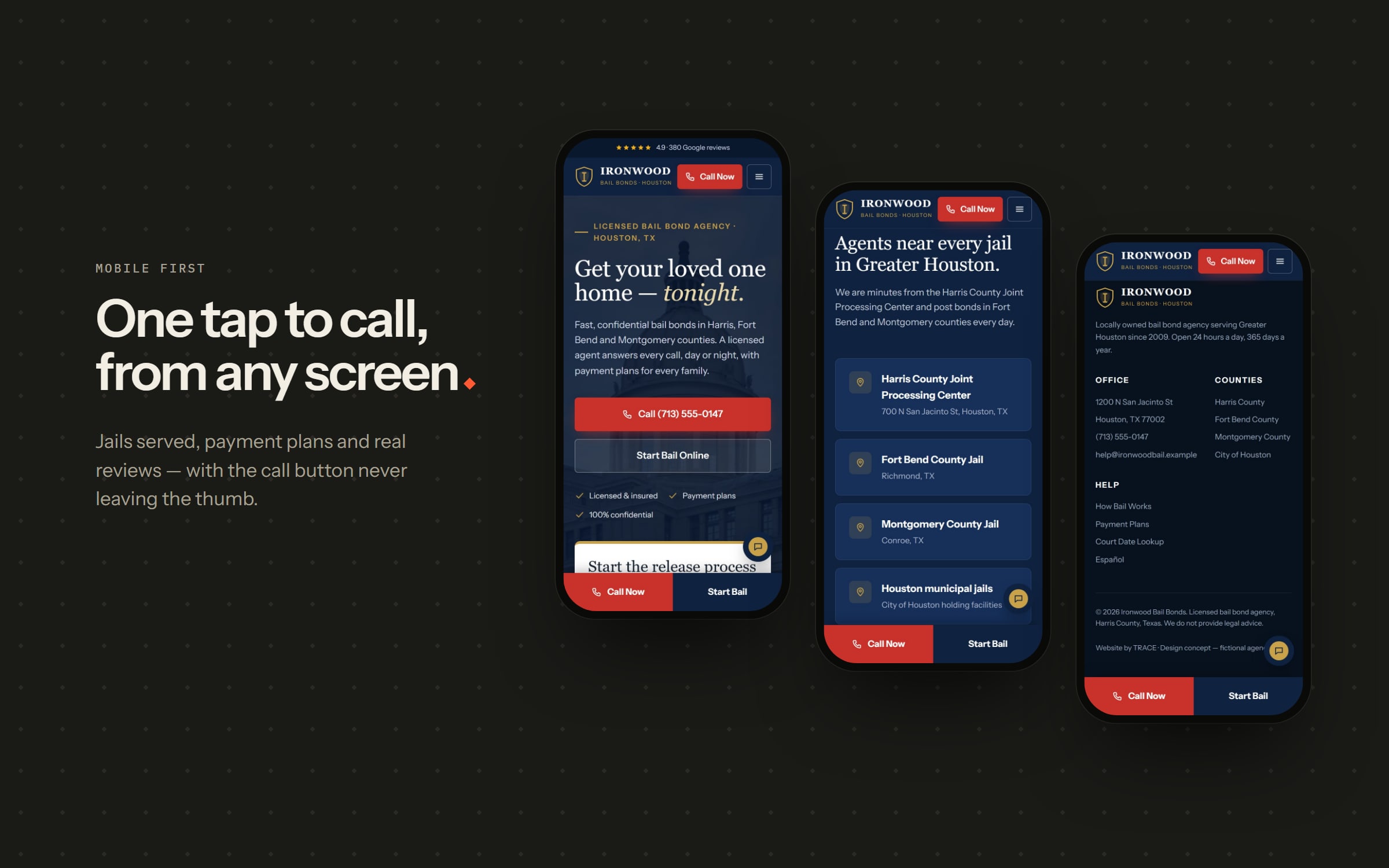 A bail bond site built for the 2 a.m. search — 2