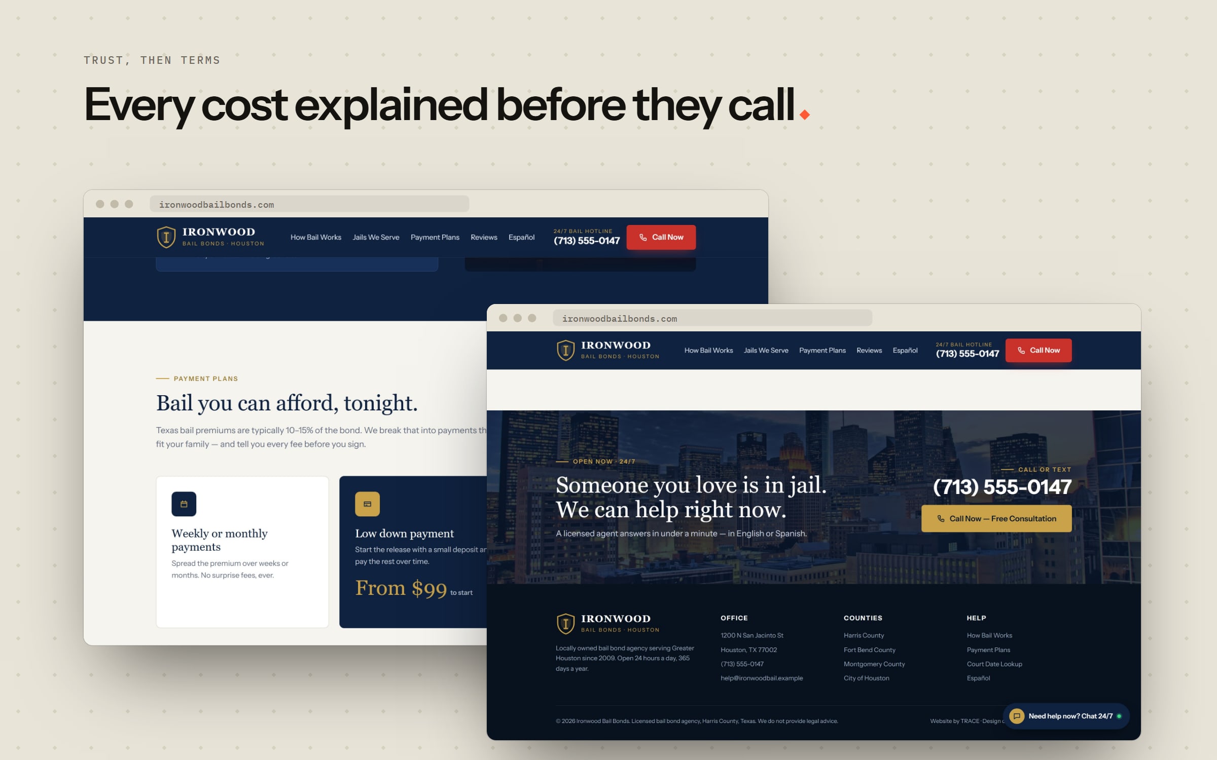 A bail bond site built for the 2 a.m. search — 3