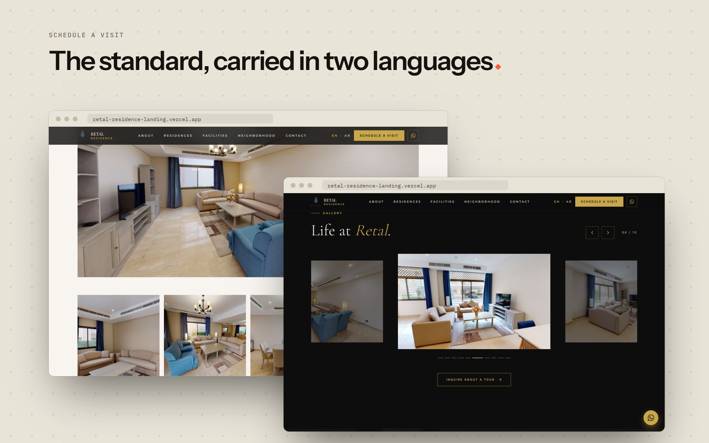 A bilingual landing page for an ultra-premium compound — 3