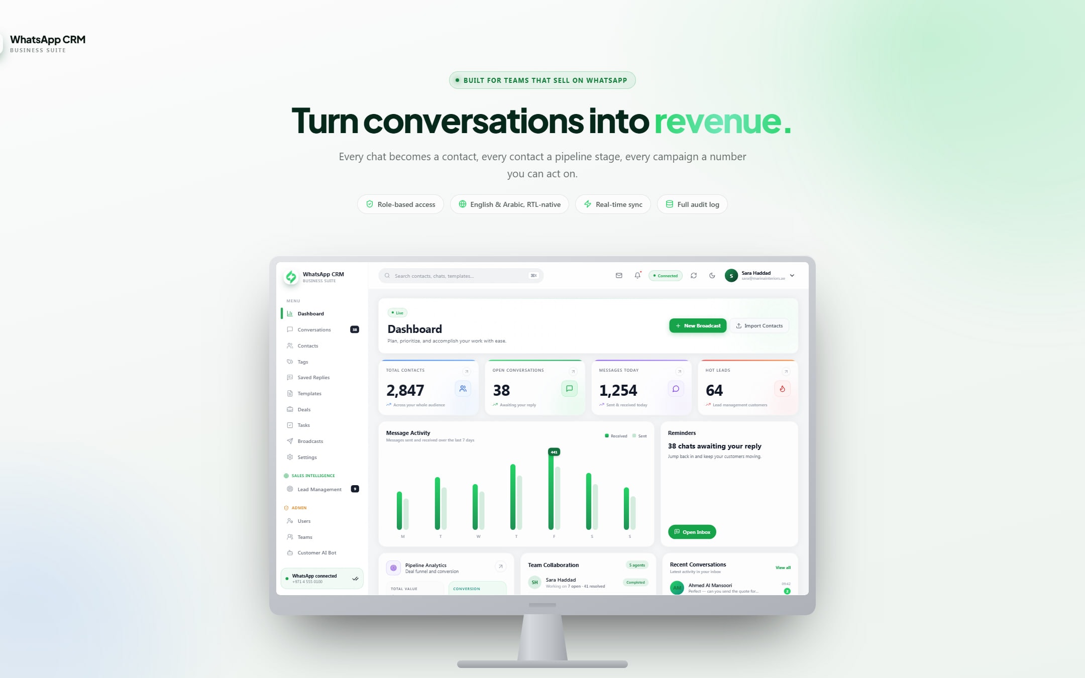 A WhatsApp CRM that turns conversations into sales — 7