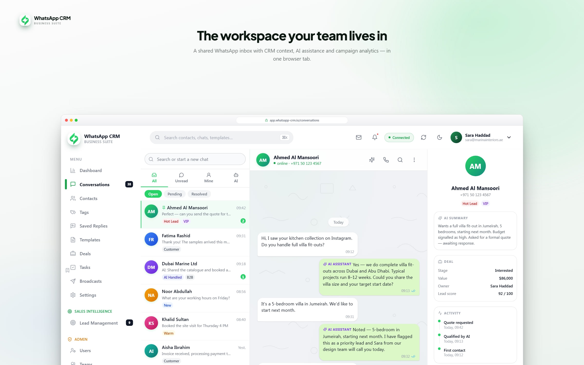 A WhatsApp CRM that turns conversations into sales — 8